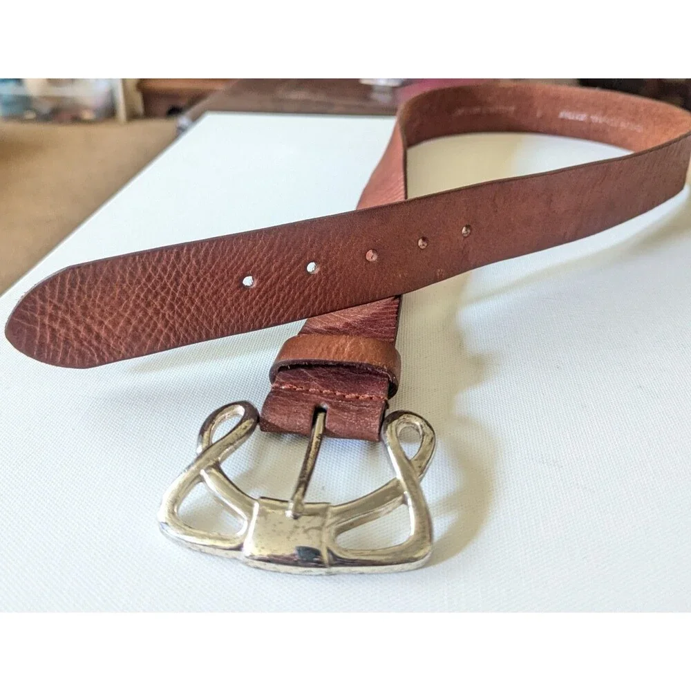 Vtg Silpada Genuine Italian Leather Brown Silver Tone Buckle Belt Women’s Large